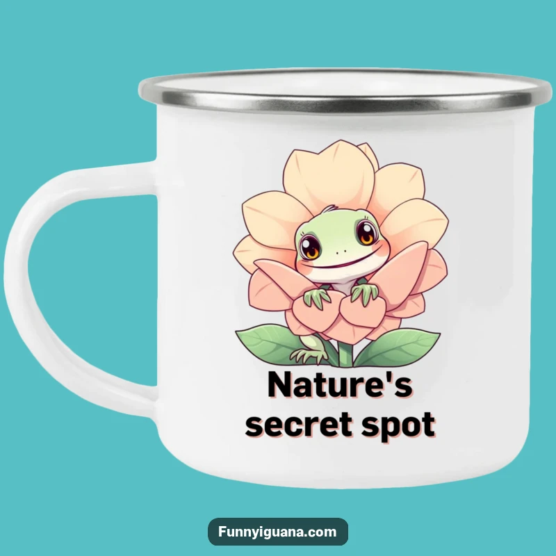 Funny Iguana Camping Mug - Curious Peeks from Nature