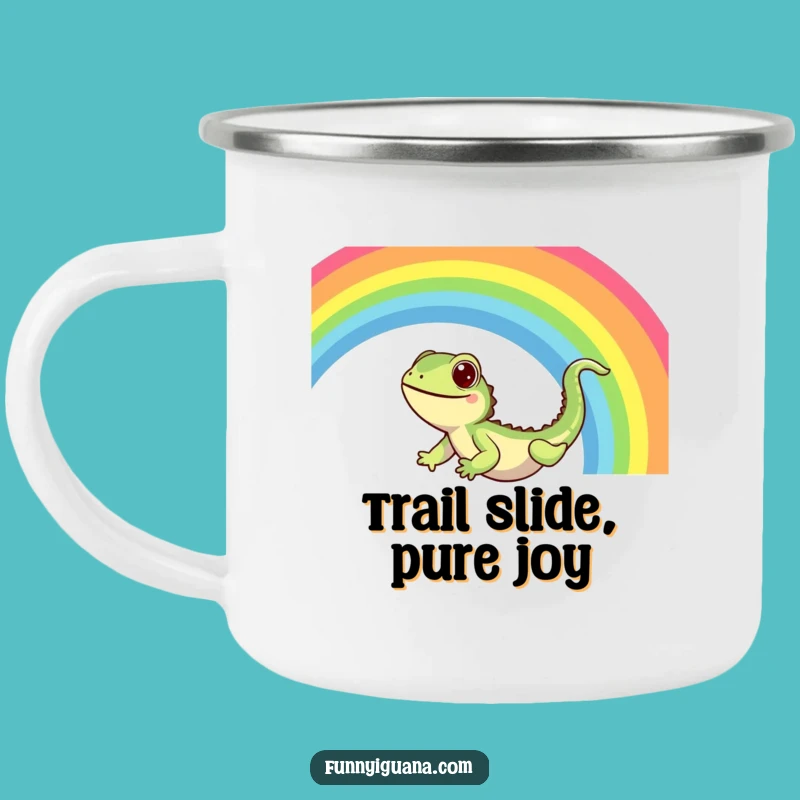 Funny Kawaii Iguana Rainbow Slide Camping Mug - Adventure Brew