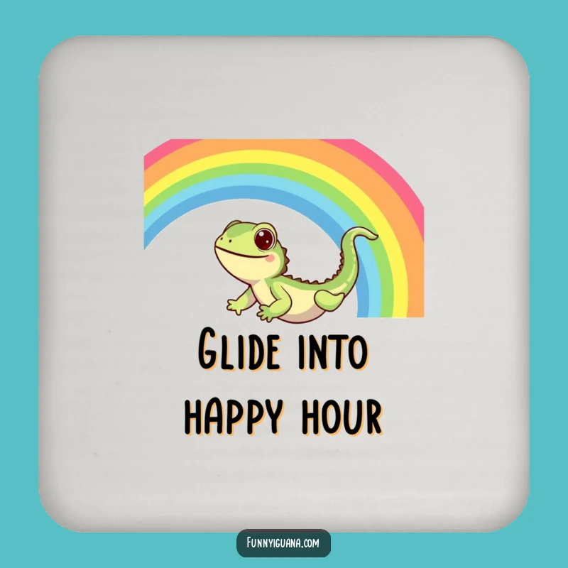 Funny Kawaii Iguana Rainbow Slide Coaster - Protect with Joy