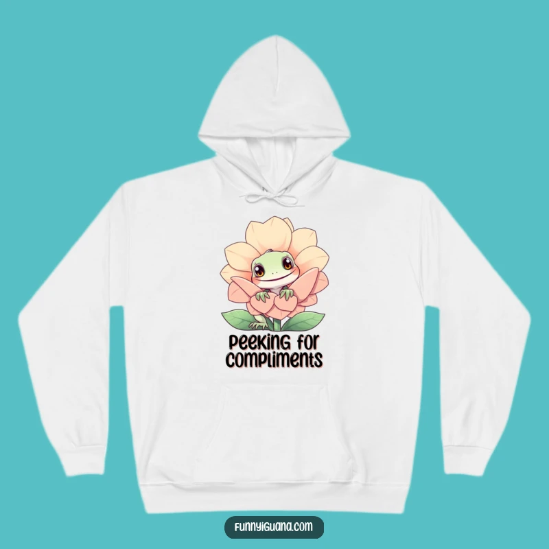 Funny Iguana Hoodie - Cozy Curiosity Behind a Flower