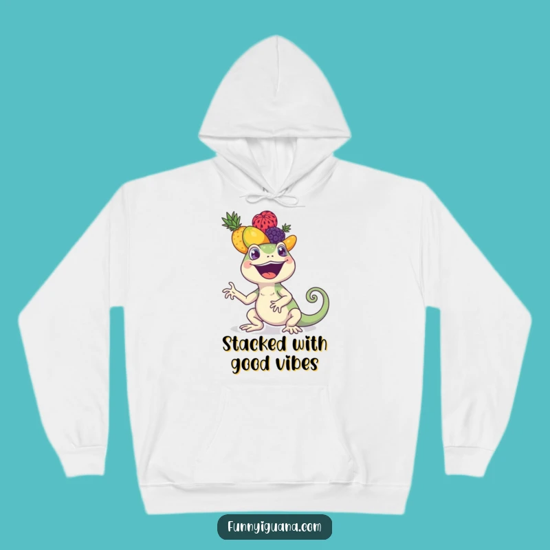 Funny Iguana Hoodie - Cozy Up with Fruity Balance