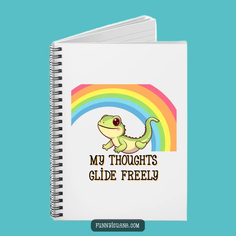 Funny Kawaii Iguana Rainbow Slide Notebook - Jot Down Fun