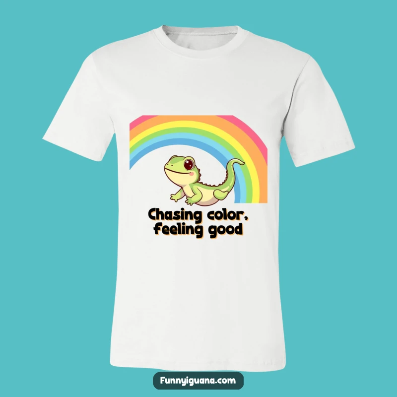 Funny Kawaii Iguana Rainbow Slide T-Shirt - Thrilling Fun