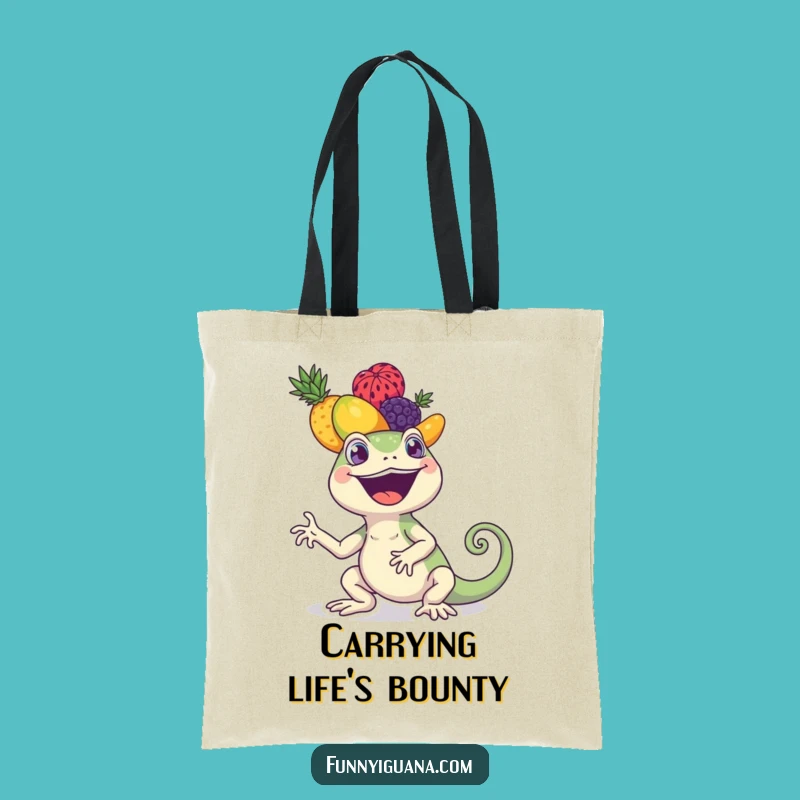 Funny Iguana Tote Bag - Carry Your Fruity Balance