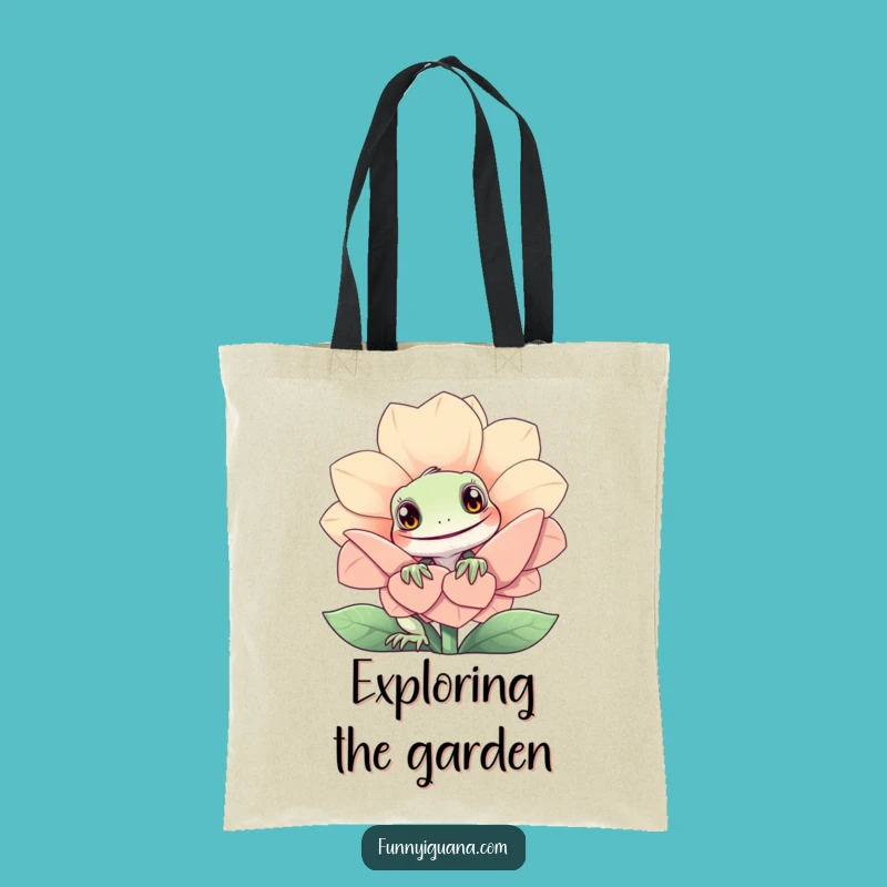 Funny Iguana Tote Bag - Carry Curiosity from a Flower