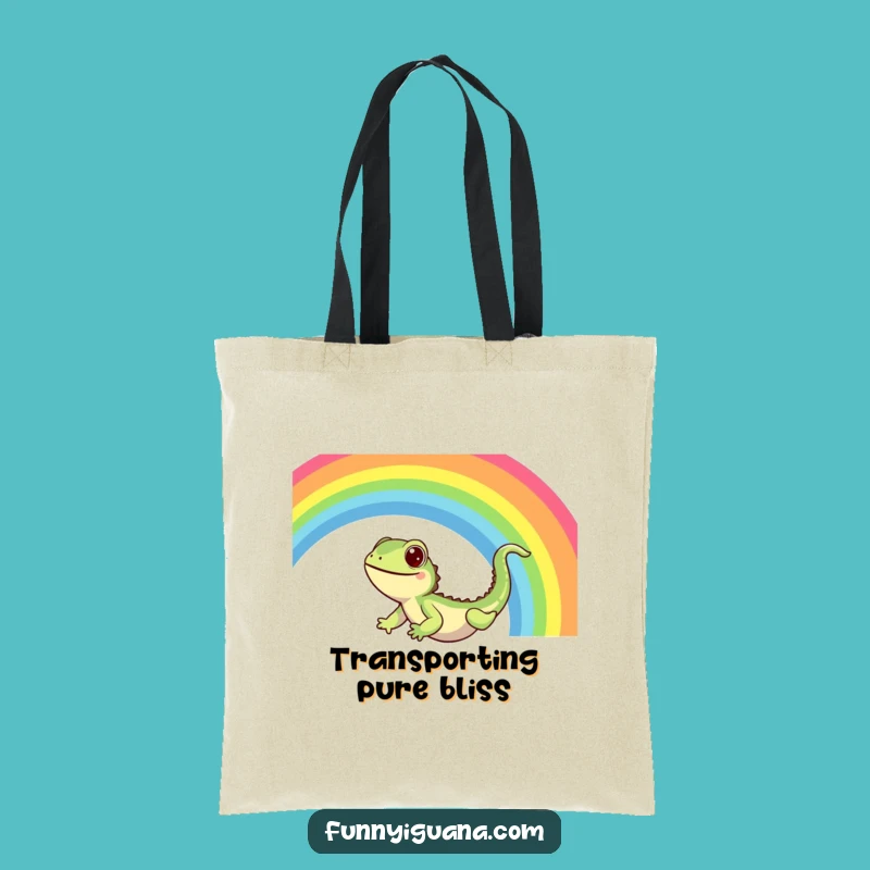 Funny Kawaii Iguana Rainbow Slide Tote Bag - Carry Your Joy